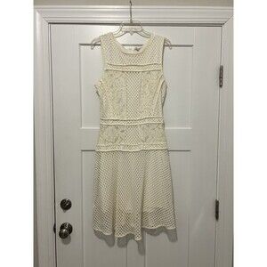 Cato Women's Ivory Cream Beige Sleeveless Lace Dress Size 14 Stretchy Modest